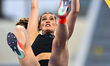 Alysha Newman of Canada competes in the women's Pole Vault final at the Diamond League Doh...
