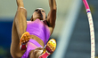Gabriela Leon of the United States competes in the women's Pole Vault final at the Diamond...