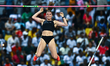 Alysha Newman of Canada competes in the women's Pole Vault final at the Diamond League Doh...
