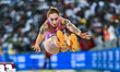 Tugba Danismaz of Turkey competes in the women's Triple Jump at the Diamond League Doha Me...