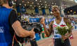 Salwa Eid Naser of Bahrain celebrates after winning the women's 400m final at the Diamond...