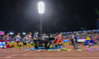 Athletes compete in the men's 800m during the Diamond League Doha Meeting 2025 competition...