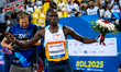 Reynold Cheruiyot of Kenya celebrates after winning the men's 5000m final at the Diamond L...