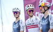 Emils Liepins of Latvia and Team Q36.5 Pro Cycling Team stands before the 108th Giro d'Ita...