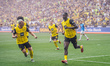 Serhou Guirassy of Borussia Dortmund celebrates his team's first goal during the Bundeslig...