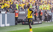 Serhou Guirassy of Borussia Dortmund celebrates his team's first goal during the Bundeslig...