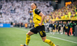 Marcel Sabitzer of Borussia Dortmund celebrates his team's second goal during the Bundesli...