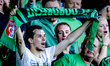 Supporters of FC Dordrecht attend the match between Dordrecht and De Graafschap (play-off)...