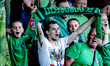 Supporters of FC Dordrecht attend the match between Dordrecht and De Graafschap (play-off)...