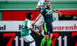 FC Dordrecht defender Sem Valk and De Graafschap forward Ralf Seuntjens participate in the...