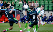 De Graafschap midfielder Donny Warmerdam and FC Dordrecht forward Devin Haen participate i...
