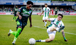De Graafschap forward Wanya Marcal-Madivadua and FC Dordrecht midfielder Gabriele Parlanti...