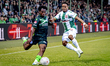 De Graafschap forward Wanya Marcal-Madivadua and FC Dordrecht defender John Hilton are pre...