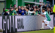 FC Dordrecht midfielder Gabriele Parlanti scores the 1-0 and celebrates the goal during th...