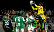 FC Dordrecht goalkeeper Celton Biai is present during the match between Dordrecht and De G...
