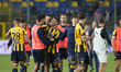 Players of SS Juve Stabia celebrate at the end of the Serie B Play-off match between SS Ju...