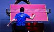 Ovidiu Ionescu of Romania competes against Noshad Alamiyan of Iran during the men's Single...