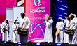 A Qatari traditional band performs during the opening ceremony of the ITTF World Table Ten...