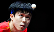 Chuqin Wang of China competes against Nandan Naresh of the United States during the men's...