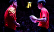 Chuqin Wang of China competes against Nandan Naresh of the United States during the men's...