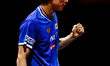 Shunsuke Togami of Japan competes against Marcos Madrid of Mexico during the men's Singles...