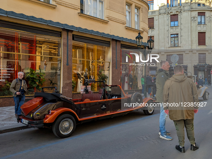 Classic Sightseeing Car For Tourists In Prague