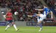Corry Evans of Oldham Athletic shoots on goal during the Vanarama National League Play Off...