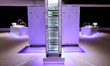 A white and futuristic server rack tower from UniFi Ubiquity, an American company that man...