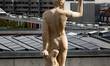 A statue on the rooftop of the Humboldt Forum is pictured in Berlin, Germany, on May 23, 2...