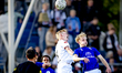 SC Telstar defender Guus Offerhaus and FC Den Bosch defender Mees Laros participate in the...