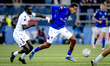 SC Telstar midfielder Tyrone Owusu and FC Den Bosch forward Denzel Kuijpers participate in...
