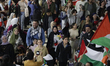 Members of the Abed family, a Palestinian refugee family, arrive at Mexico City Internatio...