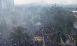 Persib Bandung supporters join the Persib Bandung League 1 champion parade at Gedung Sate...