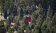 A cable car transports Iranian tourists over a forested slope in Kerman, Iran, on May 21,...
