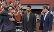 Roger Federer, Novak Djokovic, and Andy Murray participate in the special honor ceremony f...