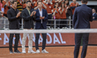 Roger Federer, Novak Djokovic, and Andy Murray participate in the special honor ceremony f...