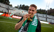Viktor Gyokeres, forward of Sporting CP, celebrates with the medal at the end of the 'Taca...
