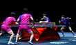 Hiroto Shinozuka and Shunsuke Togami of Japan compete against Kao Cheng-Jui and Lin Yun-Ju...