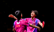 Hiroto Shinozuka and Shunsuke Togami of Japan celebrate after winning against Kao Cheng-Ju...