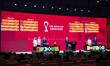 The FIFA Arab Cup Qatar 2025 draw results appear on the board during the FIFA U-17 World C...