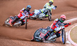 Belle Vue Aces' Brady Kurtz in red leads Belle Vue Aces' Norick Blodorn in blue and Oxford...