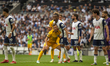Joel Veltman of Brighton & Hove Albion blocks Destiny Udogie of Tottenham Hotspur during t...