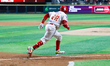 Robinson Cano #22 of Diablos Rojos del Mexico runs for first base during the Mexican Baseb...