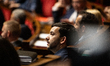 Jean-Philippe Tanguy, deputy of the Rassemblement National group, is seen during the sessi...