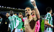 Antony Matheus dos Santos of Real Betis Balompie and his teammates celebrate reaching the...