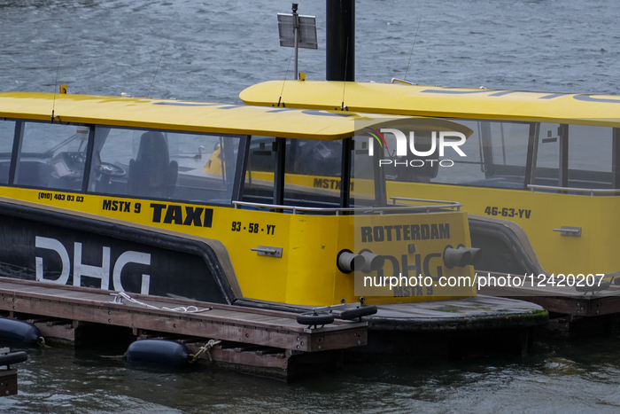Water Taxis Docked At Rotterdam Harbor