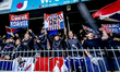 Supporters of Willem II attend the match between Telstar and Willem II (play-off final) at...