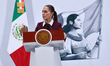 Mexico's President Claudia Sheinbaum Pardo speaks during a briefing conference where she i...