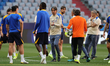 Simone Inzaghi, head coach of Internazionale Milano, gestures during training on the eve o...