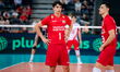 Simeon Nikolov plays during the volleyball match between Poland and Bulgaria in Gliwice, P...